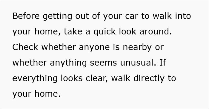 Influencer shares safety tips for women. Checking surroundings before getting out of a car to walk home. Influencer shares safety tips for women. Checking surroundings before getting out of a car to walk home.