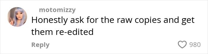 Comment on social media discussing woman considering recreating wedding photos due to bad original pictures. Comment on social media discussing woman considering recreating wedding photos due to bad original pictures.