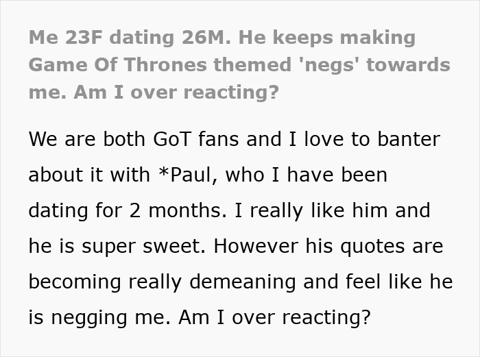 Guy Thinks Game Of Thrones Quotes Make Insults Clever, Writes GF Out Of The Story When She Complains Guy Thinks Game Of Thrones Quotes Make Insults Clever, Writes GF Out Of The Story When She Complains