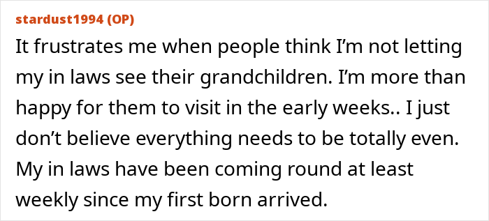 Screenshot of a mom-to-be expressing frustration over husband’s focus on grandparent balance for postpartum help from her mom.