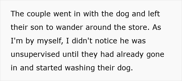 Child left unattended in pet store as parents shop, causing damage and surprise at charges for the incident. Child left unattended in pet store as parents shop, causing damage and surprise at charges for the incident.