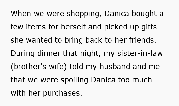Text excerpt about family vacation spending causing jealousy among cousins, focusing on 21YO using hard-earned money. Text excerpt about family vacation spending causing jealousy among cousins, focusing on 21YO using hard-earned money.