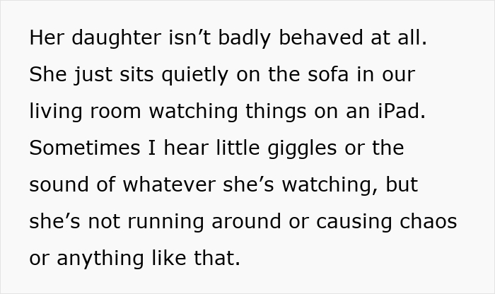 Person upset cleaner bringing her 10-year-old to work without asking, sitting quietly watching an iPad on the sofa.