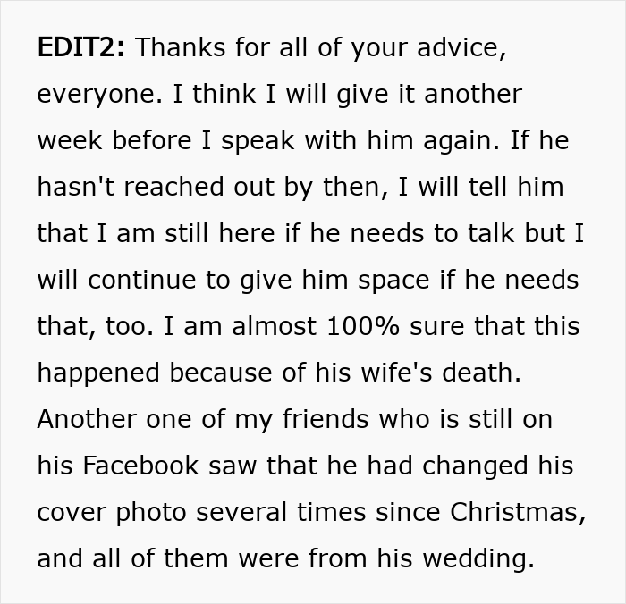 Text excerpt showing a woman discussing a date with a widow and single mom, revealing a hidden reason related to his wife's death. Text excerpt showing a woman discussing a date with a widow and single mom, revealing a hidden reason related to his wife's death.
