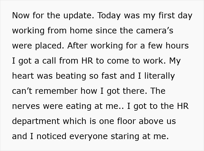 The coworker was called into HR after being rejected, feeling nervous with everyone staring. The coworker was called into HR after being rejected, feeling nervous with everyone staring.