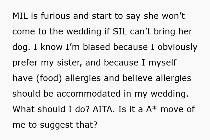Bride refuses sister-in-law’s service dog at wedding due to allergies, causing family tension and debate over accommodations. Bride refuses sister-in-law’s service dog at wedding due to allergies, causing family tension and debate over accommodations.