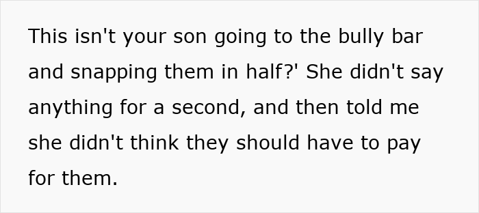 Text excerpt showing a conversation about parents leaving kid unattended in pet store and damage charges controversy Text excerpt showing a conversation about parents leaving kid unattended in pet store and damage charges controversy