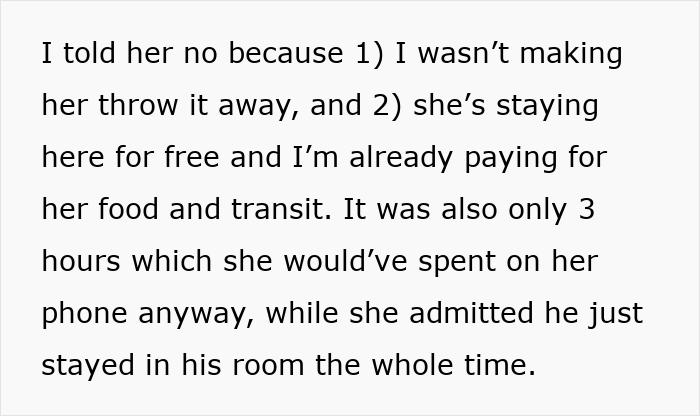 Text about a man needing his niece to watch his 11-year-old son during an emergency, discussing payment conflict. Text about a man needing his niece to watch his 11-year-old son during an emergency, discussing payment conflict.