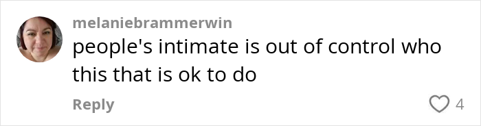 Comment on social media by melaniebrammerwin discussing people's intimate boundaries and control issues. Comment on social media by melaniebrammerwin discussing people's intimate boundaries and control issues.