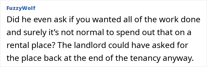 Comment discussing house upgrades and payment disputes after a woman moves out following a breakup. Comment discussing house upgrades and payment disputes after a woman moves out following a breakup.