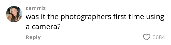 Comment from a woman questioning the quality of bad wedding photos, suggesting the originals might be why she considers recreating them. Comment from a woman questioning the quality of bad wedding photos, suggesting the originals might be why she considers recreating them.