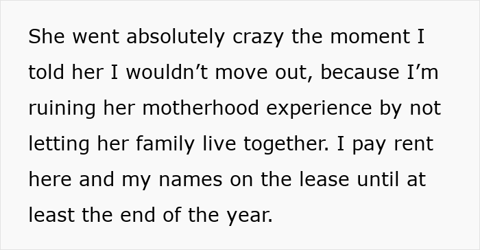 Woman stands her ground refusing to move out after roommate demands space for nursery in shared rental home. Woman stands her ground refusing to move out after roommate demands space for nursery in shared rental home.