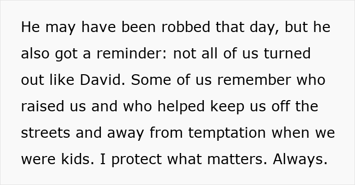Text excerpt reflecting a guy learning his childhood friend robbed a kind old man and then tracks him down to turn him in. Text excerpt reflecting a guy learning his childhood friend robbed a kind old man and then tracks him down to turn him in.