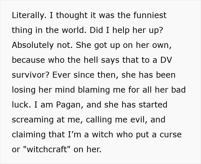 A text excerpt about a narcissist mom accusing her daughter of witchcraft and blaming her for bad luck. A text excerpt about a narcissist mom accusing her daughter of witchcraft and blaming her for bad luck.