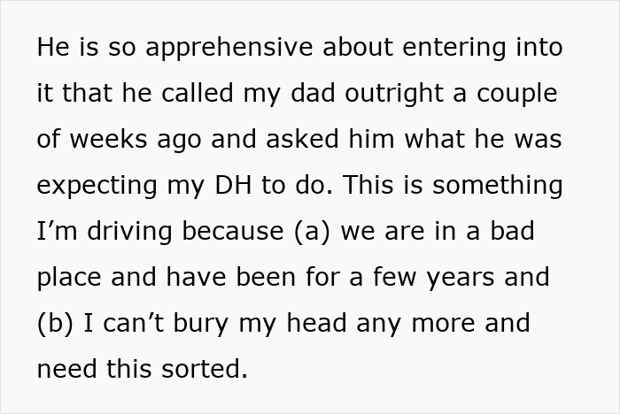 Text snippet about a husband's apprehension regarding a postnup after years of marriage. Text snippet about a husband's apprehension regarding a postnup after years of marriage.