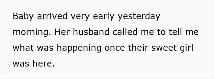 Text on screen discussing an early baby arrival and a husband sharing news about their newborn girl. Text on screen discussing an early baby arrival and a husband sharing news about their newborn girl.