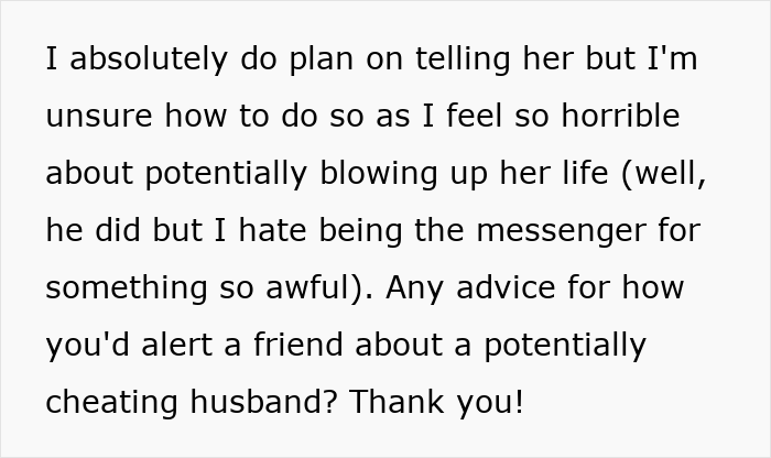 Alt text: Woman unsure how to alert friend about a potentially cheating husband in a friends husband dating the same guy situation. Alt text: Woman unsure how to alert friend about a potentially cheating husband in a friends husband dating the same guy situation.