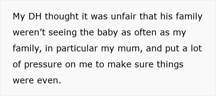 Text discussing a mom-to-be seeking postpartum help from her mom while husband focuses on grandparent balance.