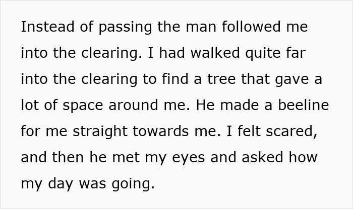 Person walking cautiously in the woods followed by strange man, creating a tense and uneasy outdoor scene. Person walking cautiously in the woods followed by strange man, creating a tense and uneasy outdoor scene.