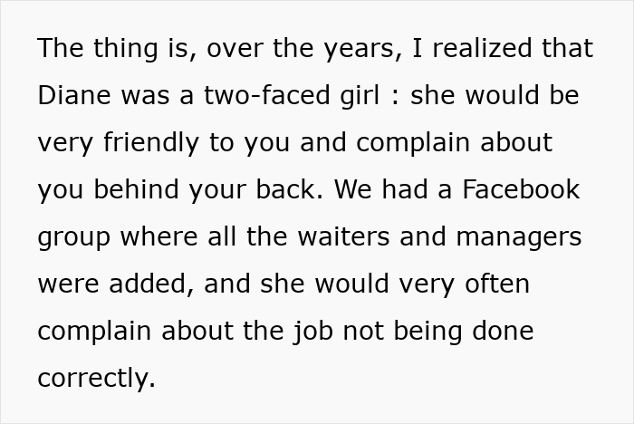 Text explaining how a bossy coworker complained about others in a group. Text explaining how a bossy coworker complained about others in a group.