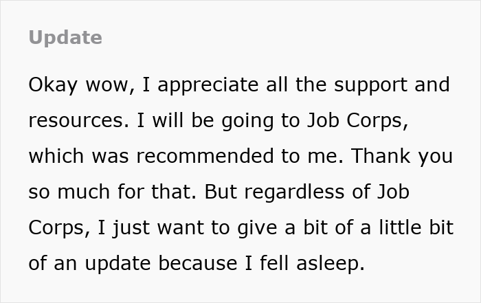 A text update on a daughter's decision to go to Job Corps after a Narcissist Mom attacks her. A text update on a daughter's decision to go to Job Corps after a Narcissist Mom attacks her.