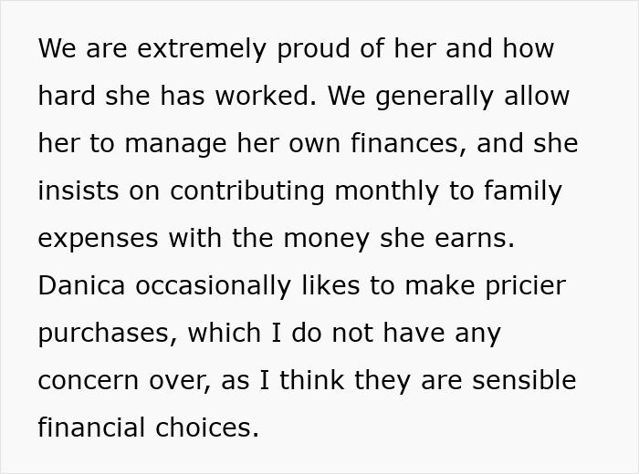 Young woman spending hard-earned money on a family vacation while her aunt worries about making cousins jealous Young woman spending hard-earned money on a family vacation while her aunt worries about making cousins jealous