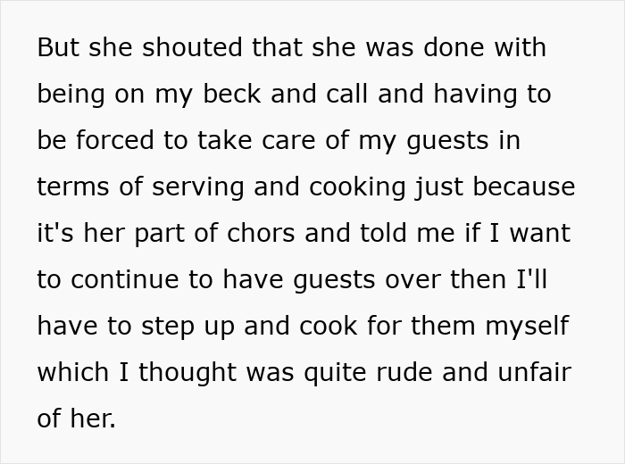 Man arguing with wife about cooking for guests, facing a reality check from the internet about household expectations. Man arguing with wife about cooking for guests, facing a reality check from the internet about household expectations.