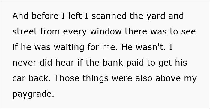 Text excerpt about a man claiming to do Property Shepherd a favor by not moving his car and the outcome unknown. Text excerpt about a man claiming to do Property Shepherd a favor by not moving his car and the outcome unknown.