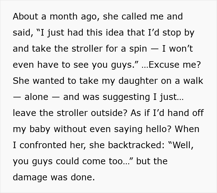 Mom feeling deeply uncomfortable about leaving baby alone with mom or mother-in-law, expressing concern and hesitation.