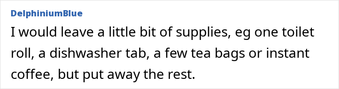 Text of a woman considering locking up food supplies to prevent cheap in-laws from taking them without permission. Text of a woman considering locking up food supplies to prevent cheap in-laws from taking them without permission.