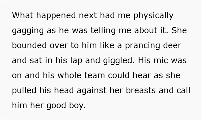 A woman sits on a man's lap and giggles, pulling his head to her chest. He evicts DIL from her house. A woman sits on a man's lap and giggles, pulling his head to her chest. He evicts DIL from her house.