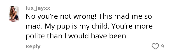 Instagram comment by user lux_jayxx expressing anger over parents demanding a stranger's dog because their daughter likes her. Instagram comment by user lux_jayxx expressing anger over parents demanding a stranger's dog because their daughter likes her.
