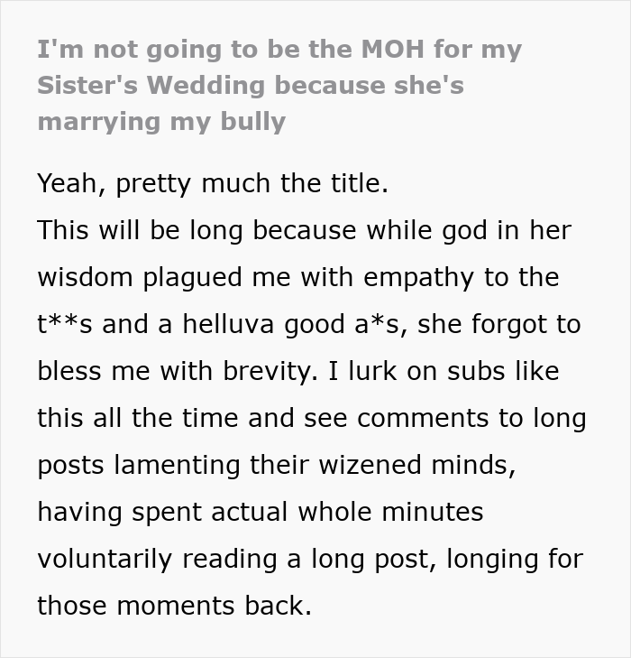 Woman Won’t Play MOH For Twin And Her Childhood Bully, Fam Asks Questions As The Truth Comes Out Woman Won’t Play MOH For Twin And Her Childhood Bully, Fam Asks Questions As The Truth Comes Out