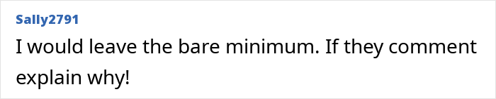 Comment from Sally2791 suggesting to leave the bare minimum and explain why, related to woman considering locking up food due to cheap in-laws. Comment from Sally2791 suggesting to leave the bare minimum and explain why, related to woman considering locking up food due to cheap in-laws.