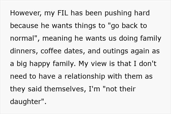 Text about FIL pushing for normalcy despite MIL turning DIL's pregnancy into a competition, offering no sympathy for miscarriage. Text about FIL pushing for normalcy despite MIL turning DIL's pregnancy into a competition, offering no sympathy for miscarriage.