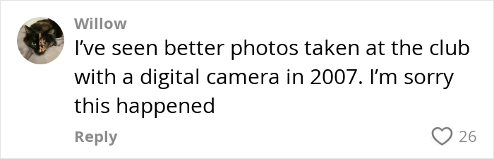 Comment from woman considering recreating wedding photos due to original photos being low quality and disappointing. Comment from woman considering recreating wedding photos due to original photos being low quality and disappointing.