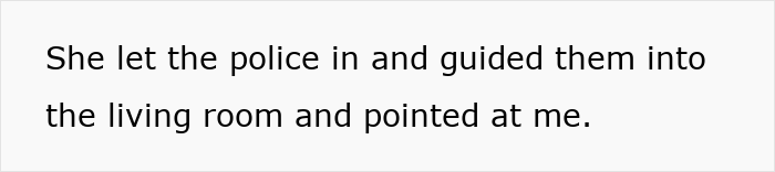 Text indicating MIL pointing at DIL after the police entered the living room to evict DIL. Text indicating MIL pointing at DIL after the police entered the living room to evict DIL.