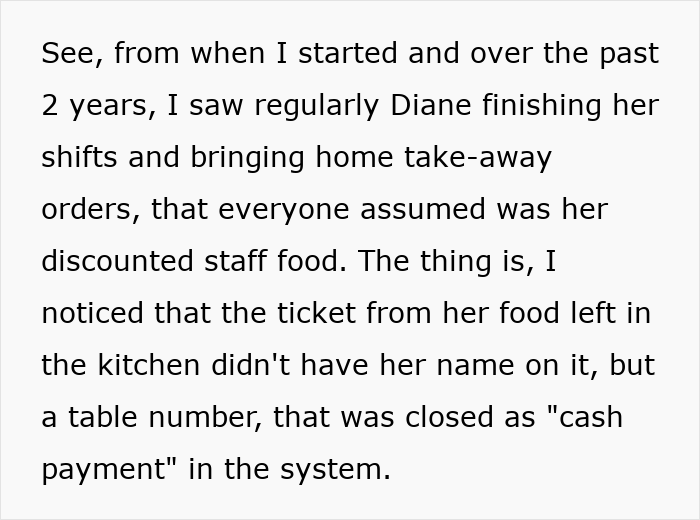 A text story about a bossy coworker taking food orders that were closed as cash payments. A text story about a bossy coworker taking food orders that were closed as cash payments.