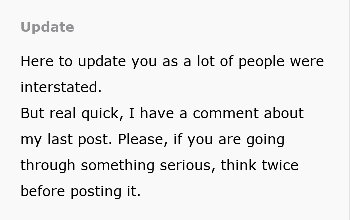 A woman expresses an update about a previous post and advises caution before sharing serious issues, relating to the MIL driving her to leave her son. A woman expresses an update about a previous post and advises caution before sharing serious issues, relating to the MIL driving her to leave her son.