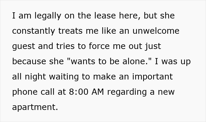 Text: The 19-year-old daughter explains her living situation with her Narcissist Mom. Text: The 19-year-old daughter explains her living situation with her Narcissist Mom.