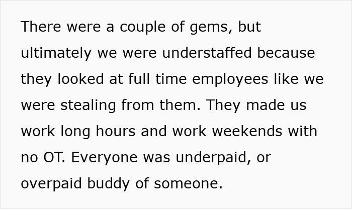 The IT guy's company was understaffed with greedy bosses who made employees work long hours without OT. The IT guy's company was understaffed with greedy bosses who made employees work long hours without OT.
