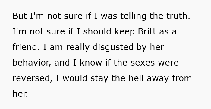 Text excerpt expressing doubt and disgust over a woman's behavior in a story about a widow and single mom date. Text excerpt expressing doubt and disgust over a woman's behavior in a story about a widow and single mom date.