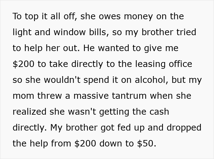 Text about a narcissist mom throwing a tantrum when her son tried to pay bills directly, reducing help. Text about a narcissist mom throwing a tantrum when her son tried to pay bills directly, reducing help.
