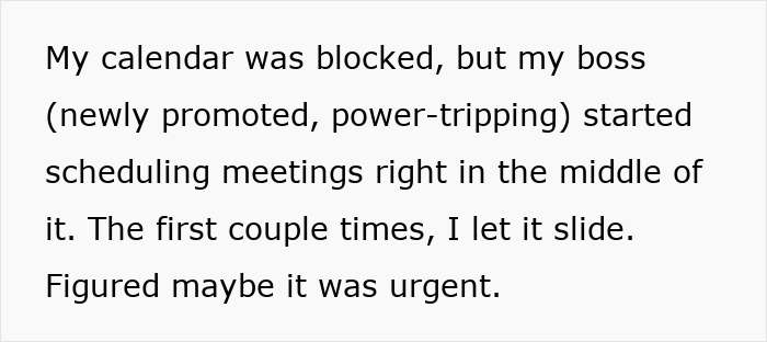 Text about boss demanding meetings during lunch breaks, highlighting work sacrifice and scheduling conflicts at the office. Text about boss demanding meetings during lunch breaks, highlighting work sacrifice and scheduling conflicts at the office.