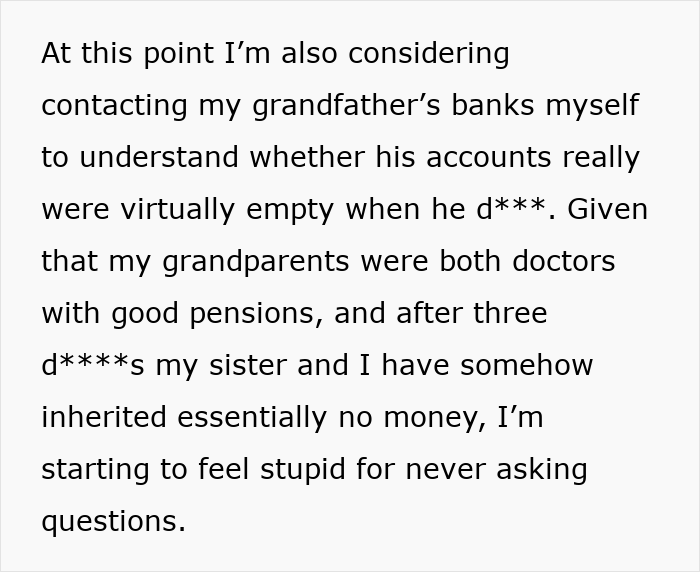 Woman Doesn't Want To Play "Big Happy Family," Demands Inheritance Be Divided Woman Doesn't Want To Play "Big Happy Family," Demands Inheritance Be Divided