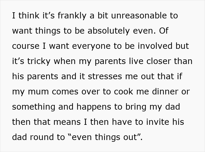 Text discussing a mom-to-be seeking postpartum help from her mom while husband focuses on grandparent balance.