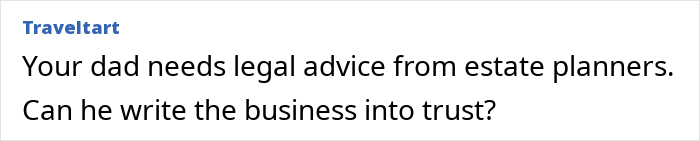 A comment suggesting legal advice for the father regarding the wife at her wits end after years of marriage. A comment suggesting legal advice for the father regarding the wife at her wits end after years of marriage.