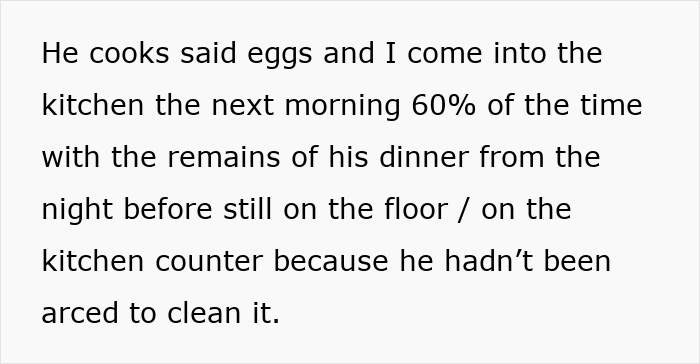 A screenshot of text about a wife at her wits end from her husband leaving dinner remains after years of marriage. A screenshot of text about a wife at her wits end from her husband leaving dinner remains after years of marriage.