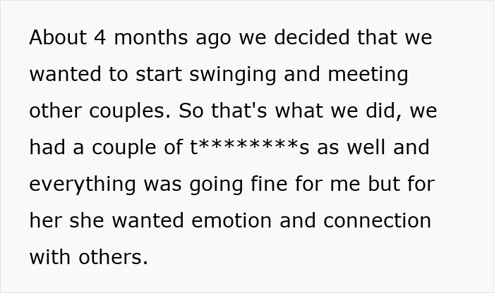 Text snippet: About 4 months ago we decided that we wanted to start swinging. The poly wife sought connection. Text snippet: About 4 months ago we decided that we wanted to start swinging. The poly wife sought connection.