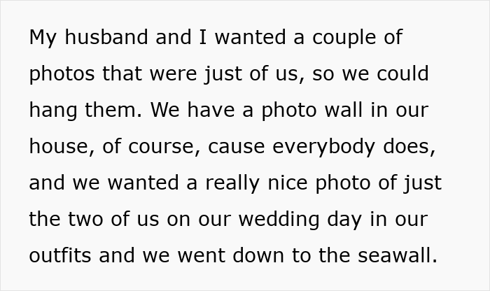Couple discusses recreating wedding photos due to bad original shots, aiming for better memories on their photo wall. Couple discusses recreating wedding photos due to bad original shots, aiming for better memories on their photo wall.